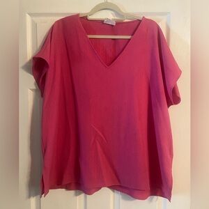 Women's V-Neck Pink Top - 2X